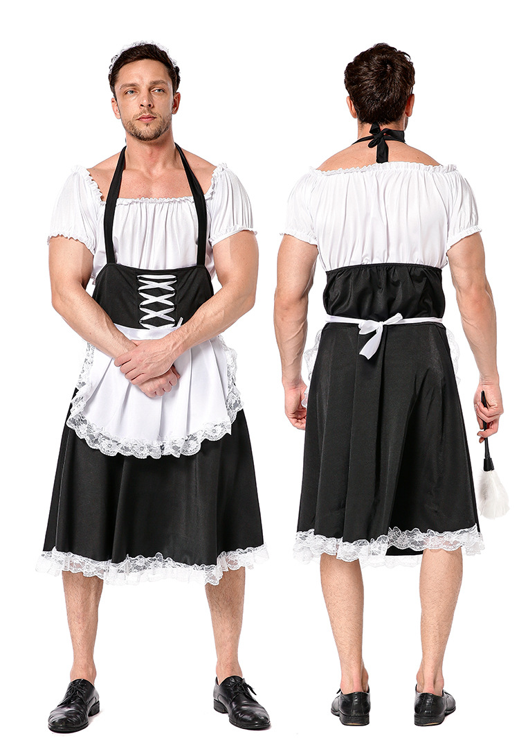 French Maid Costume for Men Sling Sexy Male Uniform Role Play Costume